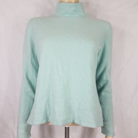 Lands' End light blue 100% Cashmere mock neck pullover sweater ladies XL - Picture 1 of 8
